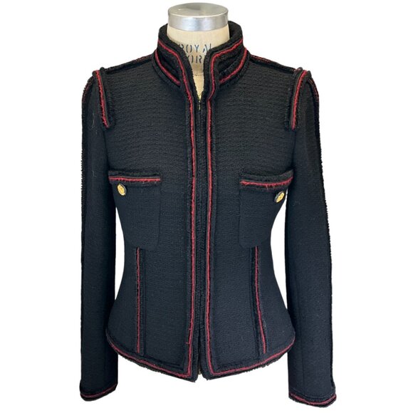 CHANEL Jackets & Blazers - Chanel Black / Red 2009 Full Zip Wool Tweed Jacket